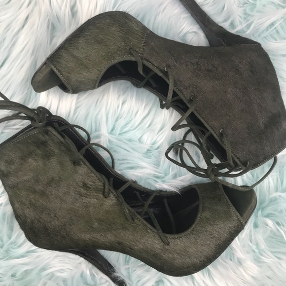 Schutz Green Lace Up Heels - Picture 5 of 8